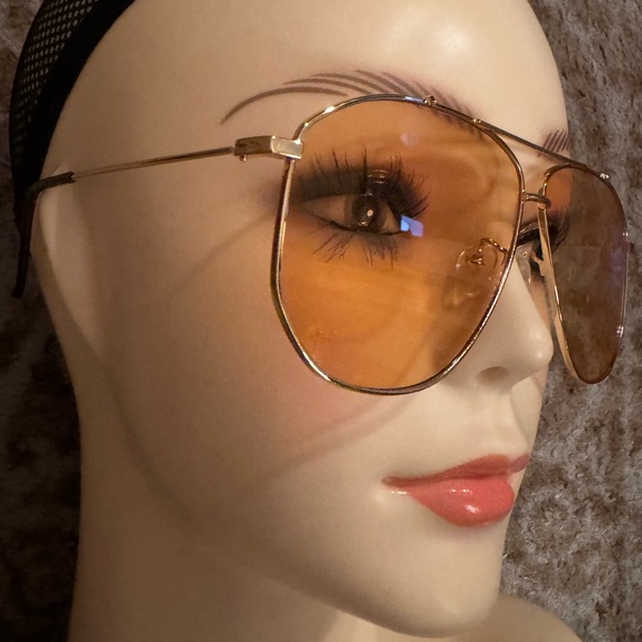 Orange lens sunglasses aviator gold frame